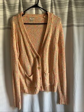 J. Crew Peach Multi-Speckle V-Neck Cardigan